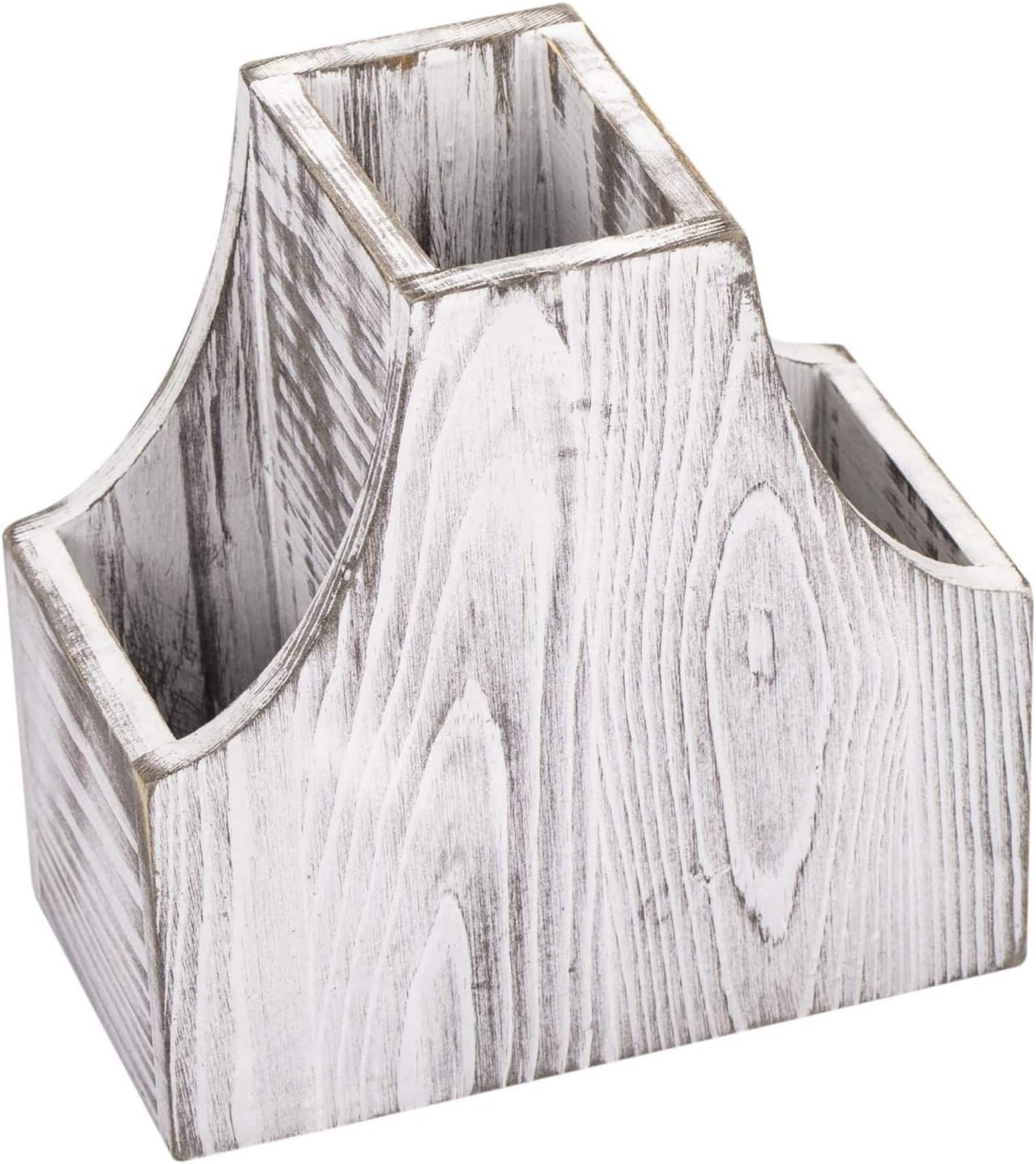 NEX™ 6.5" Rustic White 3-Compartment Remote Control Holder